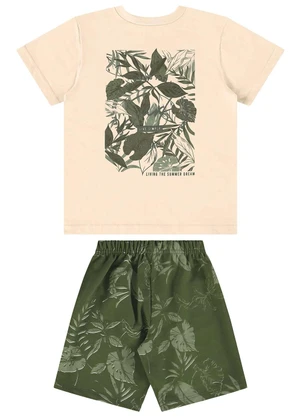 Bee Loop - Conjunto com Camiseta e Bermuda Bege - BEE LOOP