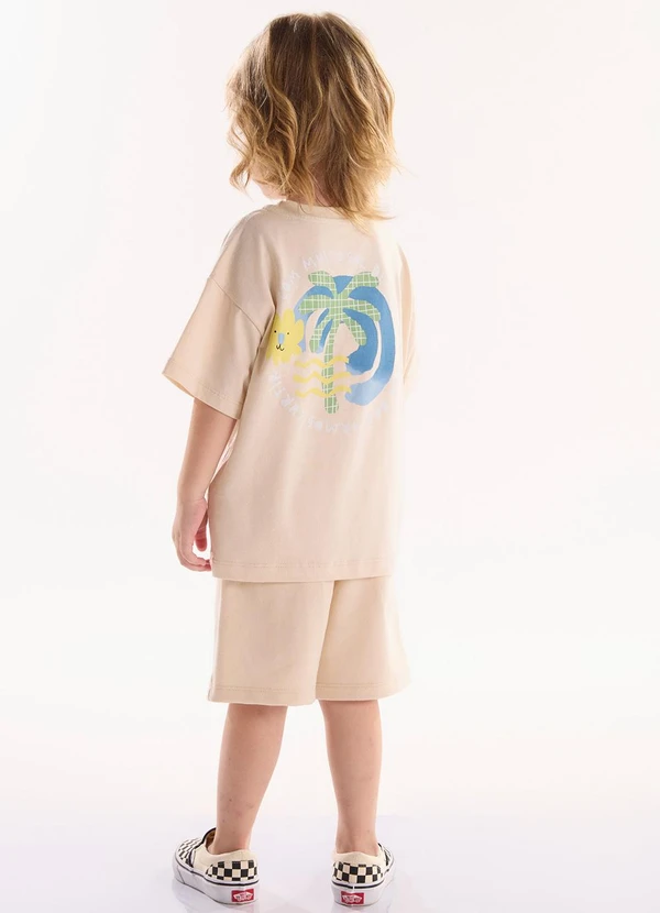 Três e Já - Conjunto com Camiseta e Bermuda Bege 2