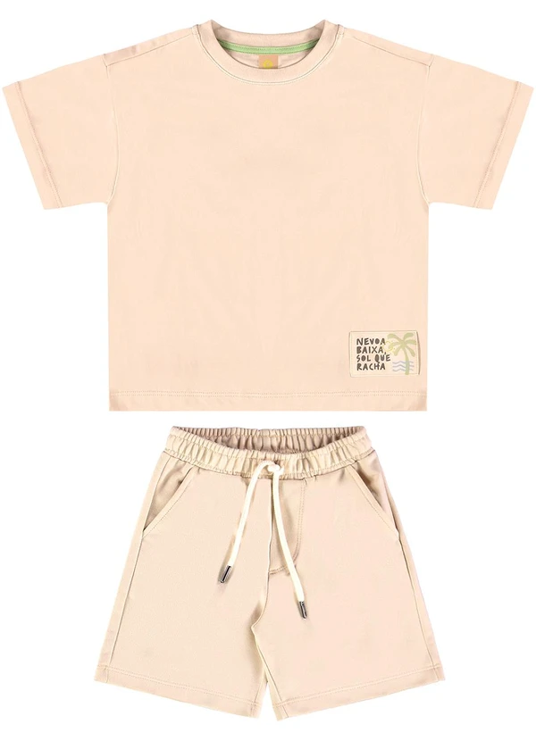 Três e Já - Conjunto com Camiseta e Bermuda Bege 3