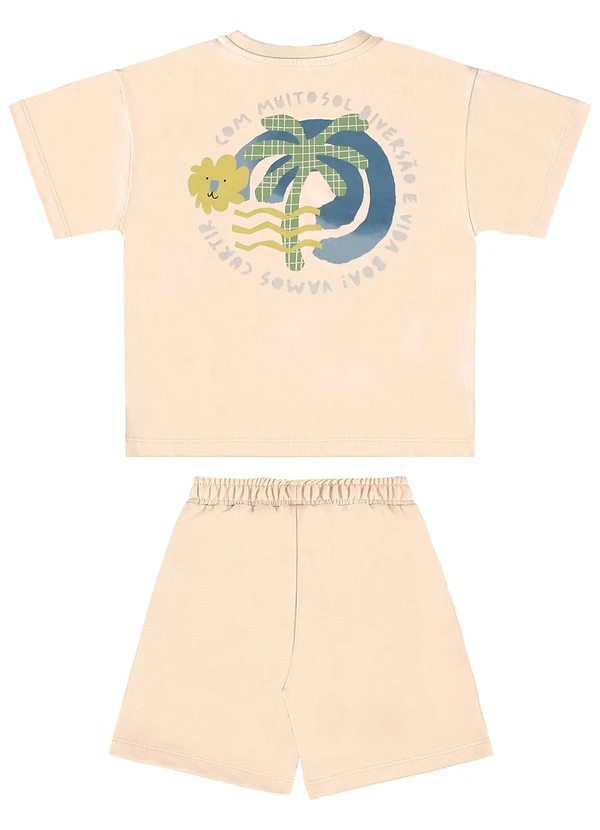 Três e Já - Conjunto com Camiseta e Bermuda Bege 4