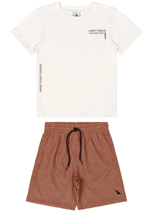 Quimby - Conjunto com Camiseta e Bermuda Bege - QUIMBY