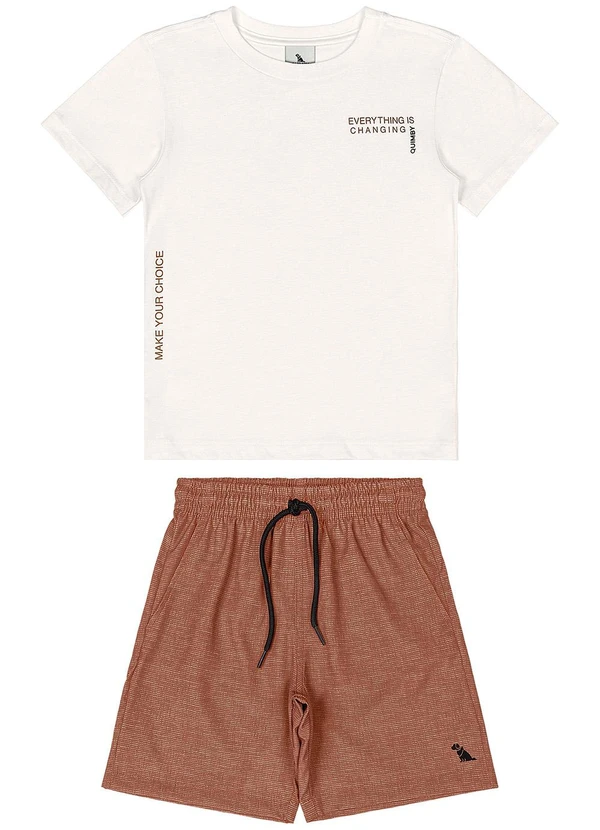 Quimby - Conjunto com Camiseta e Bermuda Bege 2