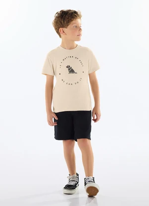 Quimby - Conjunto com Camiseta e Bermuda Bege - QUIMBY