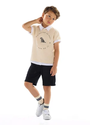 Quimby - Conjunto com Camiseta e Bermuda Bege - QUIMBY