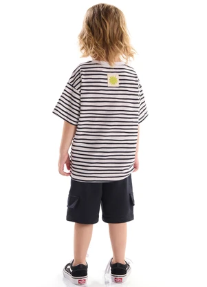 Três e Já - Conjunto com Camiseta e Bermuda Branco - TRÊS E JÁ