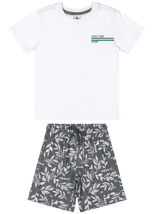 Quimby - Conjunto com Camiseta e Bermuda Branco - QUIMBY