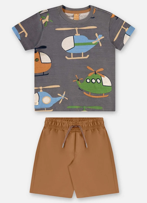 Up Baby - Conjunto com Camiseta e Bermuda Cinza 2