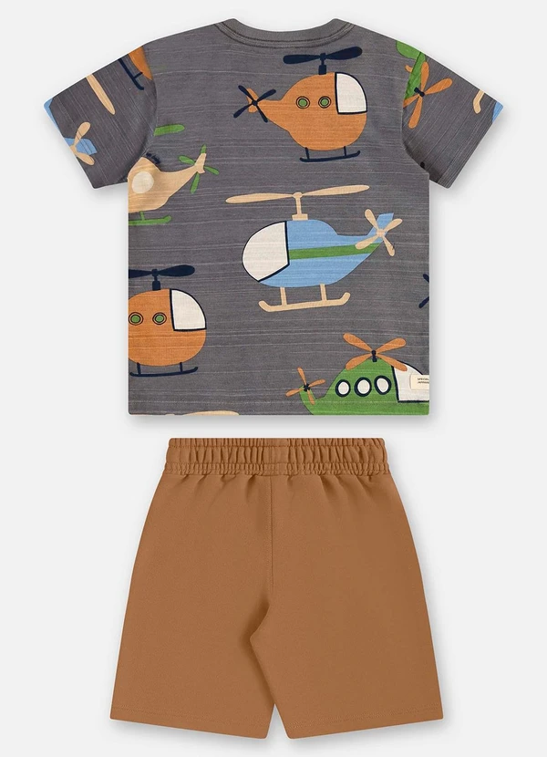 Up Baby - Conjunto com Camiseta e Bermuda Cinza 3