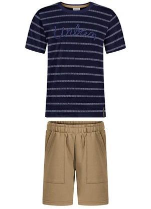 Alakazoo - Conjunto com Camiseta e Bermuda com Bolsos Azul - ALAKAZOO