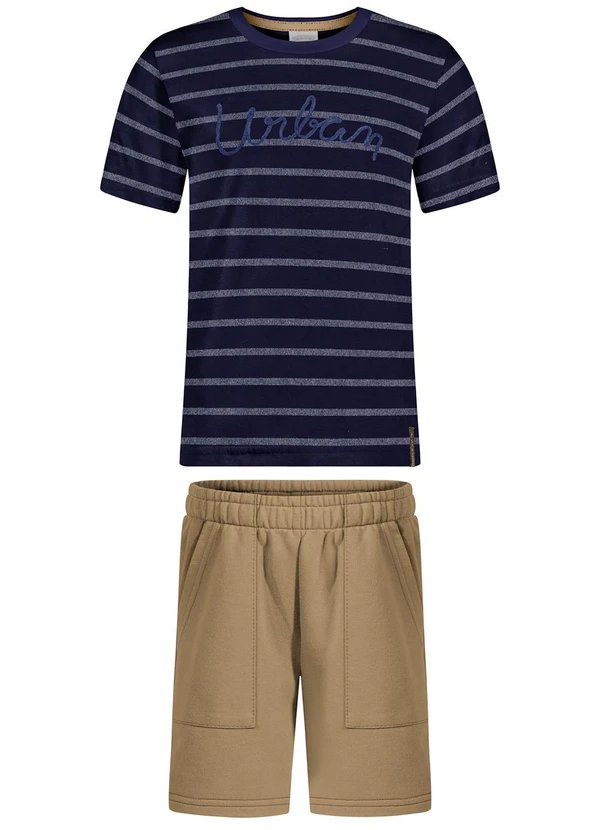 Alakazoo - Conjunto com Camiseta e Bermuda com Bolsos Azul 1