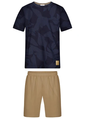 Alakazoo - Conjunto com Camiseta e Bermuda de Moletom Azul - ALAKAZOO