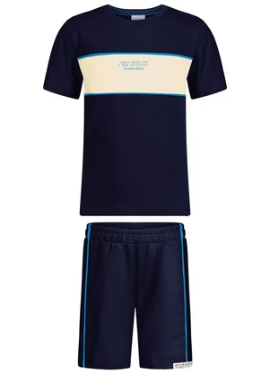 Alakazoo - Conjunto com Camiseta e Bermuda de Moletom Azul - ALAKAZOO