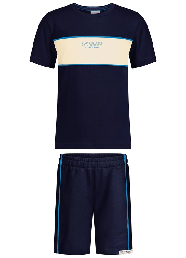 Alakazoo - Conjunto com Camiseta e Bermuda de Moletom Azul
