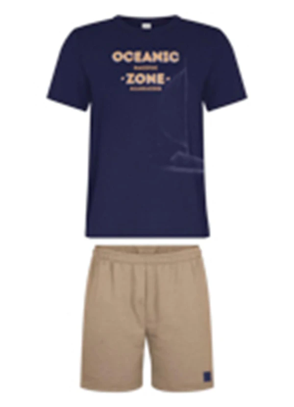 Alakazoo - Conjunto com Camiseta e Bermuda de Moletom Azul