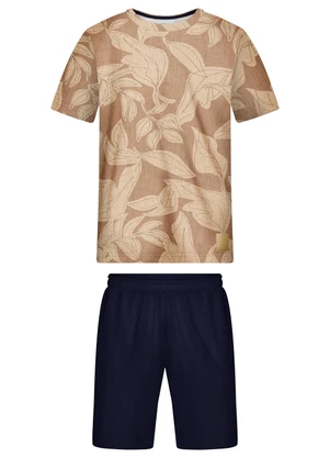 Alakazoo - Conjunto com Camiseta e Bermuda de Moletom Bege - ALAKAZOO