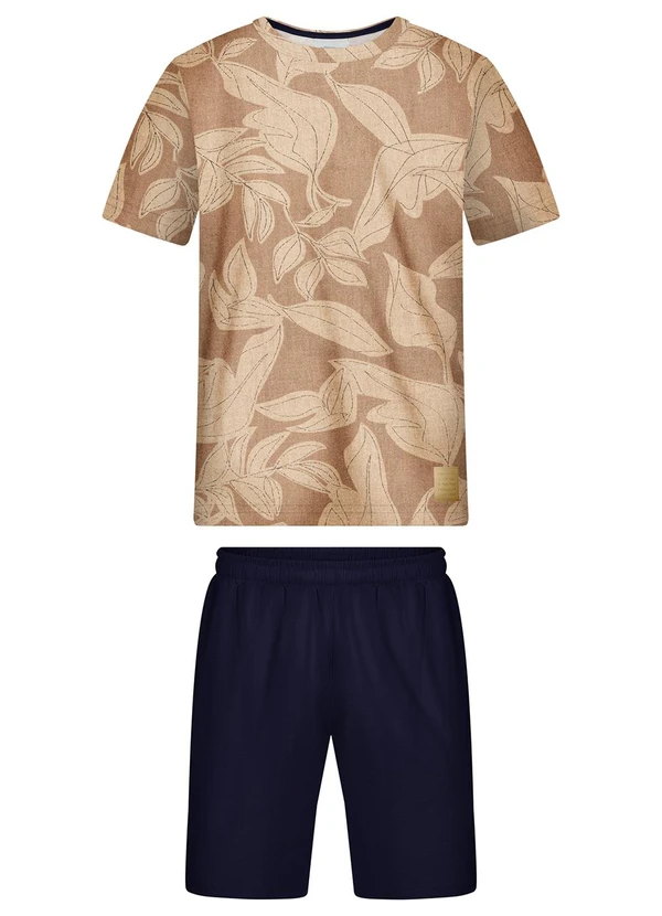 Alakazoo - Conjunto com Camiseta e Bermuda de Moletom Bege 2