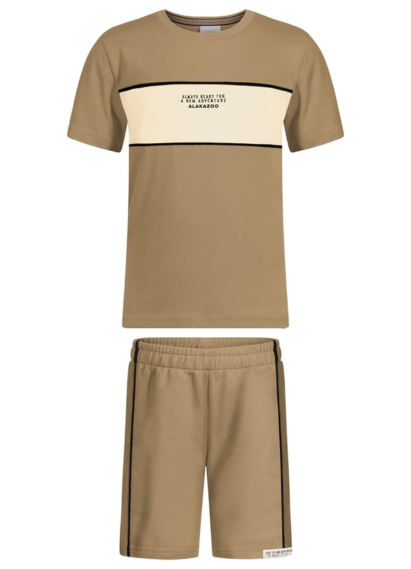 Alakazoo - Conjunto com Camiseta e Bermuda de Moletom Bege 2