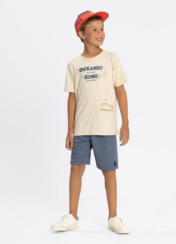 Alakazoo - Conjunto com Camiseta e Bermuda de Moletom Bege