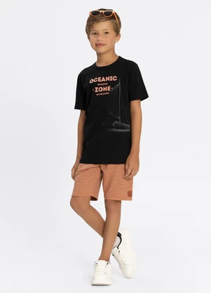Alakazoo - Conjunto com Camiseta e Bermuda de Moletom Preto - ALAKAZOO