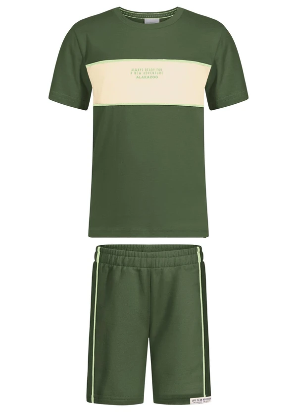 Alakazoo - Conjunto com Camiseta e Bermuda de Moletom Verde