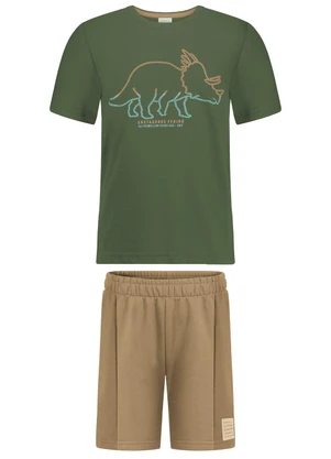 Alakazoo - Conjunto com Camiseta e Bermuda de Moletom Verde - ALAKAZOO