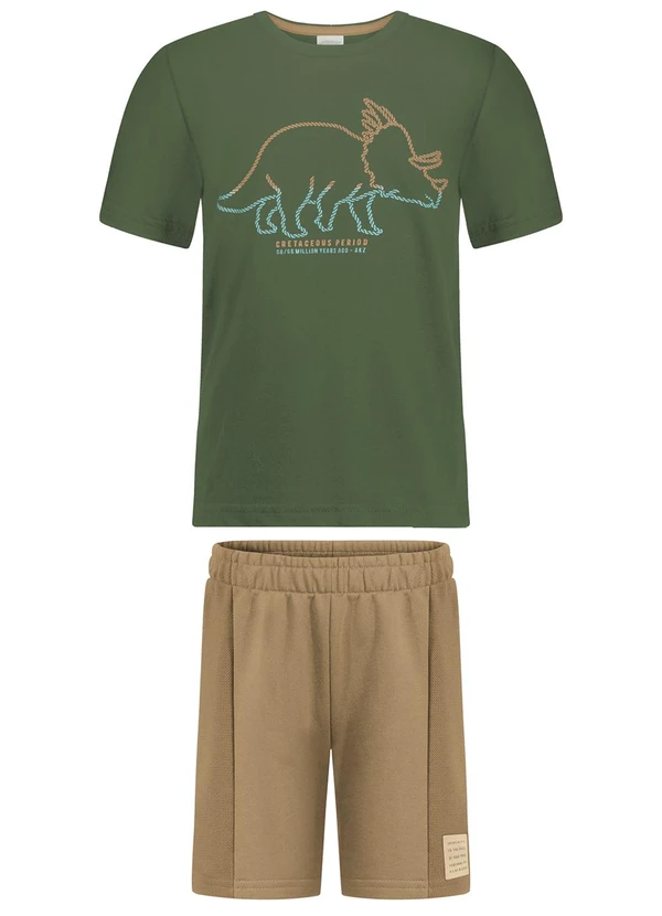 Alakazoo - Conjunto com Camiseta e Bermuda de Moletom Verde