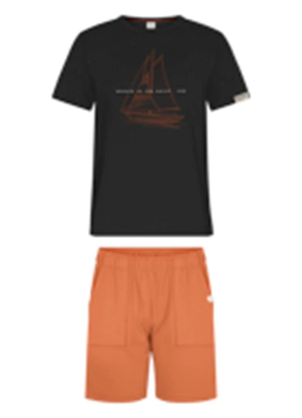 Alakazoo - Conjunto com Camiseta e Bermuda em Moletom Preto