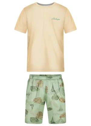 Alakazoo - Conjunto com Camiseta e Bermuda Estampada Verde - ALAKAZOO