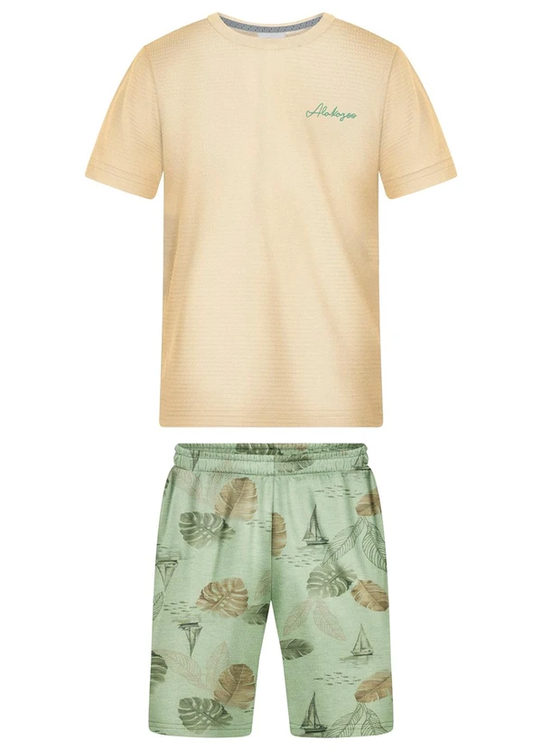 Alakazoo - Conjunto com Camiseta e Bermuda Estampada Verde