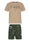 Alakazoo - Conjunto com Camiseta e Bermuda Estampada Bege - variação: Verde