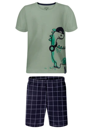 Alakazoo - Conjunto com Camiseta e Bermuda Grid Azul - ALAKAZOO