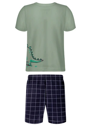 Alakazoo - Conjunto com Camiseta e Bermuda Grid Azul - ALAKAZOO