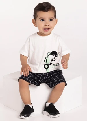 Alakazoo - Conjunto com Camiseta e Bermuda Grid Preto - ALAKAZOO