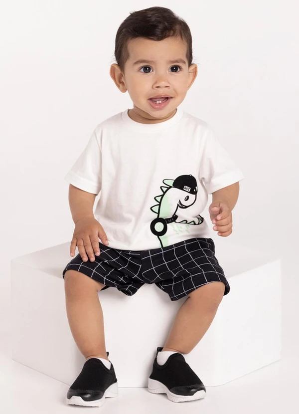 Alakazoo - Conjunto com Camiseta e Bermuda Grid Preto 1