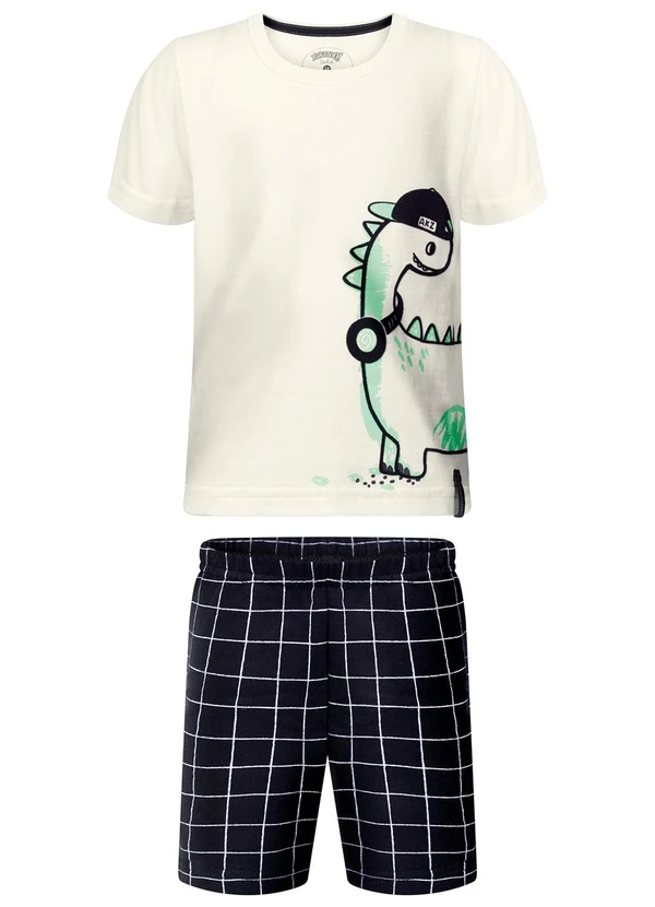 Alakazoo - Conjunto com Camiseta e Bermuda Grid Preto 3