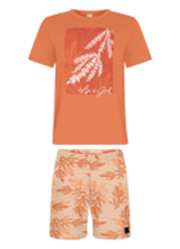 Alakazoo - Conjunto com Camiseta e Bermuda Laranja