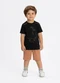 Alakazoo - Conjunto com Camiseta e Bermuda Listrada Preto - variação: Preto