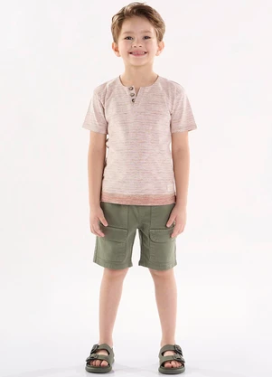 Up Baby - Conjunto com Camiseta e Bermuda Marrom - UP BABY