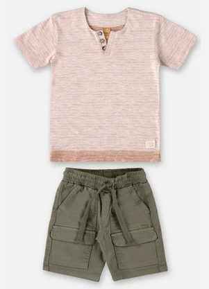 Up Baby - Conjunto com Camiseta e Bermuda Marrom - UP BABY