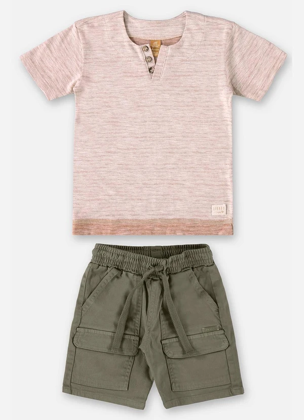 Up Baby - Conjunto com Camiseta e Bermuda Marrom 2