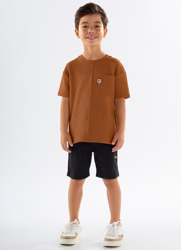 Up Baby - Conjunto com Camiseta e Bermuda Marrom