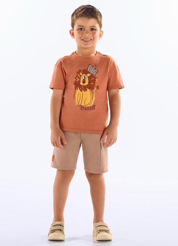 Up Baby - Conjunto com Camiseta e Bermuda Marrom