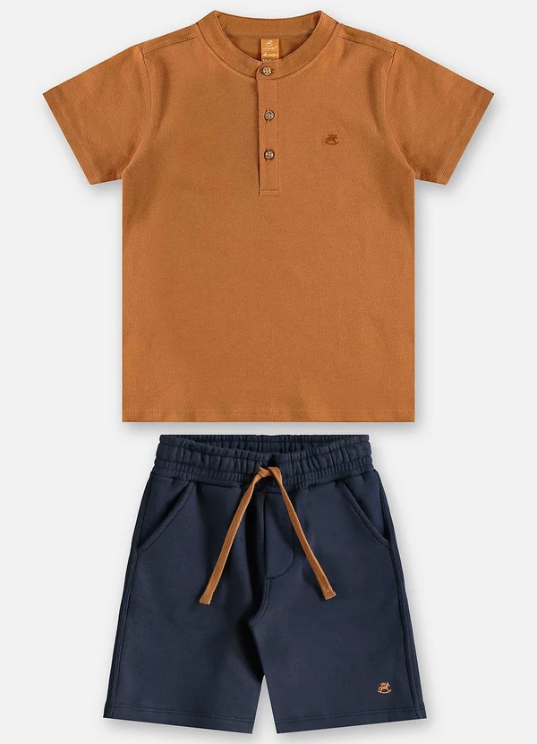 Up Baby - Conjunto com Camiseta e Bermuda Marrom