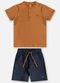 Up Baby - Conjunto Infantil Camiseta e Bermuda Preto - variação: Marrom