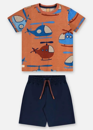 Up Baby - Conjunto com Camiseta e Bermuda Marrom - UP BABY