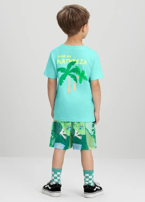 Conjunto com Camiseta e Bermuda Três e Já Azul - TRÊS E JÁ