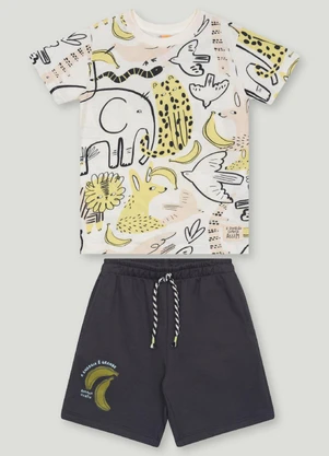 Conjunto com Camiseta e Bermuda Três e Já Branco - TRÊS E JÁ