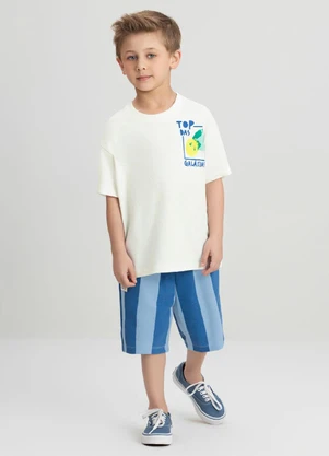 Conjunto com Camiseta e Bermuda Três e Já Branco - TRÊS E JÁ