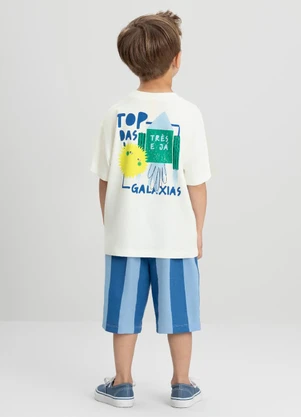 Conjunto com Camiseta e Bermuda Três e Já Branco - TRÊS E JÁ
