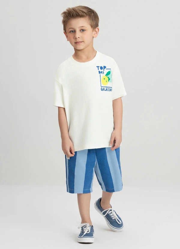 Três e Já - Conjunto com Camiseta e Bermuda Três e Já Branco